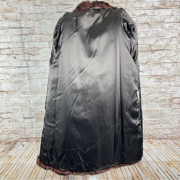 Real fur brown winter Coat Jacket large rabbit women’s - Picture 9 of 12